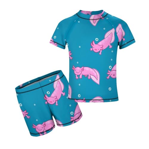 Cute Axolotl and BubblesChildren's Swimsuits Boys Two Piece Suit9-11Y（140cm）