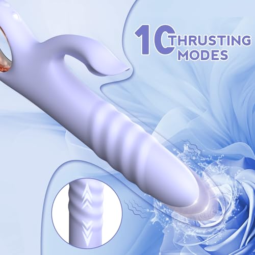 Image of Dildo Thrusting Vibrator Sex Toy for Women - Dildos Vibrator G Spot Vibrator Clitoral Stimulator Dual Rabbit with 10 Powerful Vibration 10 Thrust Modes