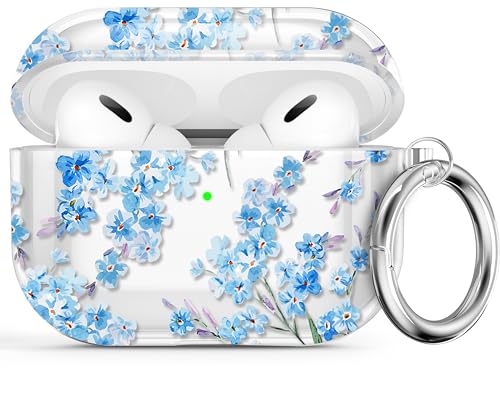 Maxjoy for AirPods Pro Case, Clear AirPod Pro Case for Women Girls Cute Soft Protective Transparent AirPod Pro Cover with Keychain Clip for AirPods Pro Charging Cover 2019, Flower