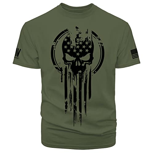 Dion Wear American Warrior Patriotic Graphic Tees Men T-Shirt (M, Green) #TOP7