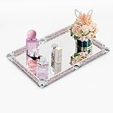 Bandeja de espejo rosa para tocador, bandeja decorativa para