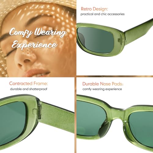 Frienda 12 Pack Rectangle Sunglasses for Women Bulk Retro Vintage Square Aesthetic Sunglasses for Woman Man4