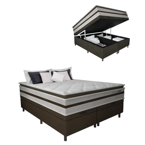 Cama Box Baú Casal Queen Gazin Colchão Molas Ensacadas Pillow Top Love Story 158x198x71cm (Queen (padrão dos EUA))