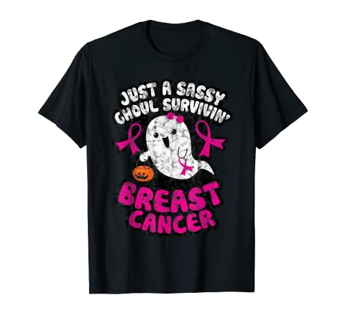 Halloween descarado Ghoul sobreviviendo cáncer de mama lindo fantasma Camiseta