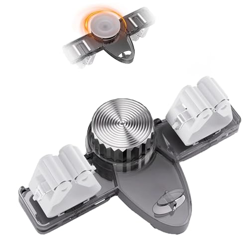 Vurlexat Broom Holder Mop Hanger, No Punching Required Broom Hanger Organizer, Wall Mount Mop Grippers for Bathroom, Kitchen, Utility Room, Laundry, Garden Storage Organization Rack(Transparent Gray)