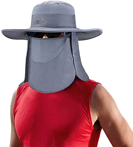 Brotou Sun Cap Fishing Hats, Upf 50+ Wide Brim Outdoor Protection Hat, Sun Hat With Face & Neck Flap Cover For Men And Women ​(Gray) #TOP6