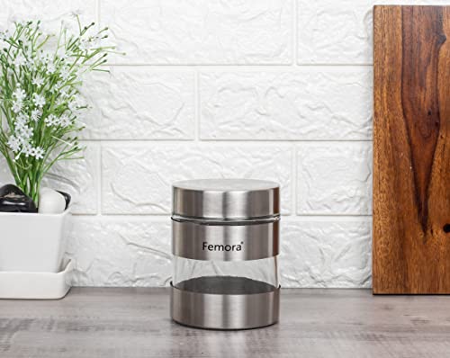 Image of Femora Kitchen Storage Jars Steel Body With See Through Window Jar, 700 ML, Pack of 1