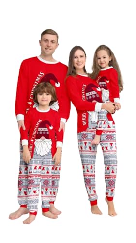 Christmas Family Matching Pajama Sets, Pets, Assorted Prints, Soft Fabric (US, Alpha, XX-Large, Men, Red and White Beard Santa)2
