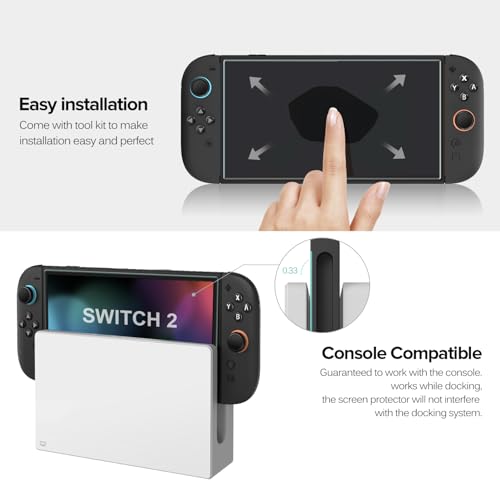 Image of ivoler Pack of 4 Tempered Glass Compatible with Nintendo Switch 2 Model 2025, with Free Installation Kit, Screen Protector - 9H Glass - Scratch-Resistant - Bubble-Free