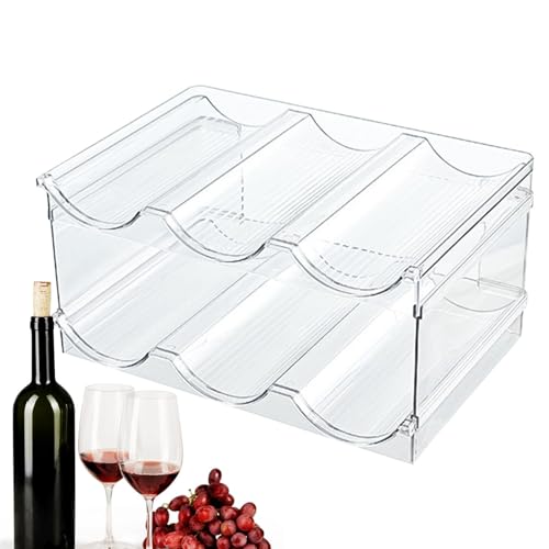 Soporte de almacenamiento para botellas de agua, organizador apilable transparente para botella de agua, expositor portabotellas multifuncional para armario | fregadero, armario, despensa