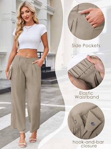 Damenhose mit Weitem Bein Kausale Büro Business Hosen für Damen mit Taschen Arbeitshosen mit hoher Taille Palazzohosen Anzughosen für Damen – Bild 5