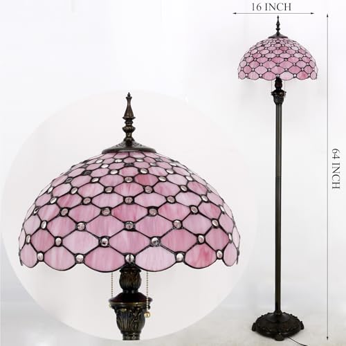 Image of WERFACTORY Tiffany Floor Lamp Stained Glass Standing Reading Light 64 Inch