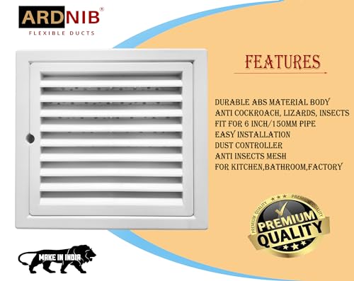 Image of 6 Inch Vent Cover /Ventilation Vent Cover /Chimney Pipe outer Vent Cover /Used for Anti Cockroach, Lizards, Insects, 150 mm Exhaust Fan Cap Chimney Pipe Cowl (ABS WHITE, 6 INCH)