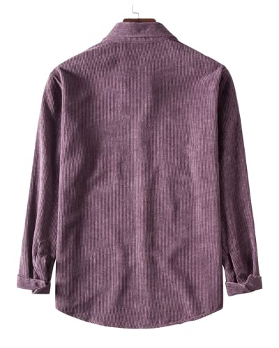 Image of RINTONIX Mens Solid Long Sleeve Ribbed Button Down Corduroy Shirt Jacket Casual Spring Fall Pocket Shacket Jacket