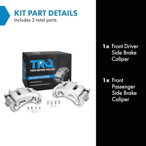 Image of TRQ Front Driver and Passenger Side Brake Caliper Set Caliper Brackets Hardware Compatible with 98-05 Chevrolet Blazer 98-03 Chevrolet S10 4WD 04 S10 98-01 GMC Jimmy 98-03 GMC Sonoma 4WD