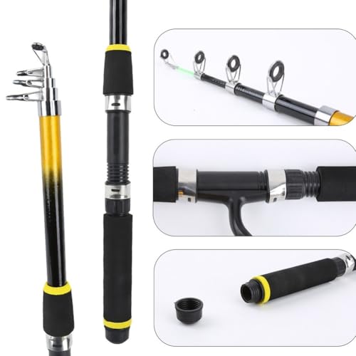 Kit caña de pescar corta portátil ligera FRP con carrete 5.2:1 6