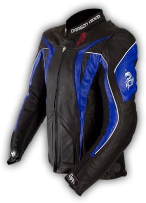 Dragon Rider Sword Leather Motorcycle Jacket - Blue - X-Large