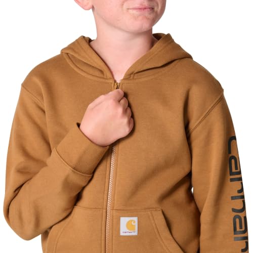 Image of Carhartt Kid's CP8675 Long-Sleeve Full-Zip Logo Sweatshirt - Boys