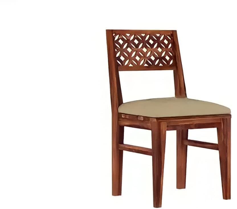 Image of SHYAM ART & CRAFT Solid Sheesham Wood 4 Seater Dining Table with Cushion Chairs | Four Seater Dining Room Furniture | CNC Design Dinner Table for Living Room Home and Restauran | Natural