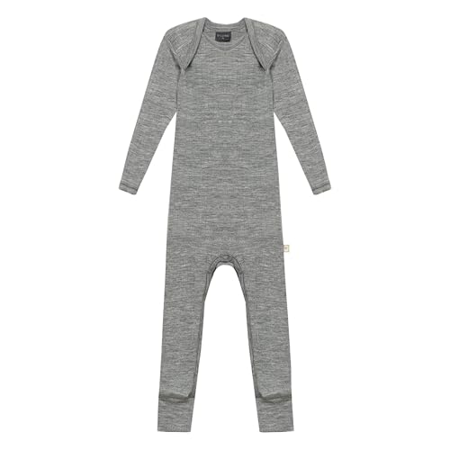 Dilling Baby Body in breitem Ripp aus 100% BIO-Merinowolle Graumeliert 74