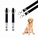 BMHNOONE Dog Whistle to Stop Barking,Adjustable Pitch Ultrasonic Training Whistle Silent Bark Control for Dogs-2 Pack Dog Whistle with Free Lanyard Strap