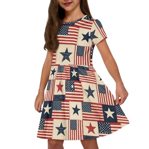 Image of Short Sleeve Dress for Girls with Pockets Cute Toddler Girl Clothes Summer 2-12