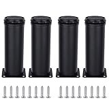 AOWISH 4-Pack Stainless Steel Furniture Legs Furniture Foot Upgraded & Thickened Cabinet Metal Legs 2 Inch Diameter Shelves Sofa Table Kitchen Adjustable Feet with 16 Screws (4 Inch/100 mm, Black)