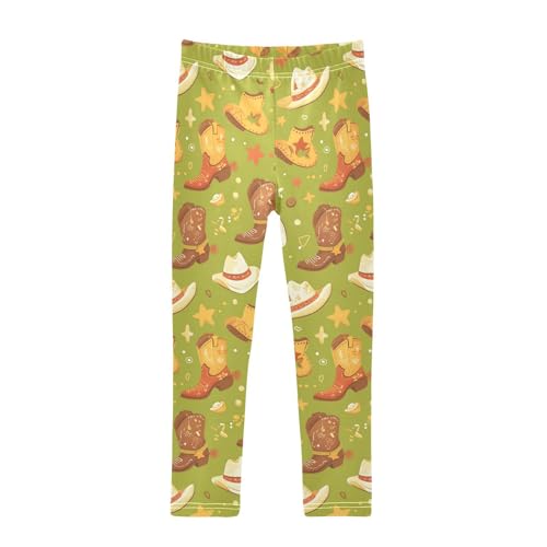 KLL Western Boots Design Boho Scotland Little Girls Basic Leggings Casual High Waisted Dance Pants Running