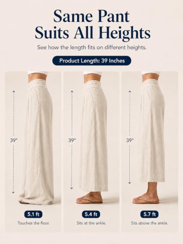 Image of Womanista Women's Relaxed Fit Pure Cotton Linen Flared Palazzo Pants for Woman | Wide Leg Casual Trouser with Pockets | Plazo pants for Women | High Waist Office & Travel Wear (Available in plus size)