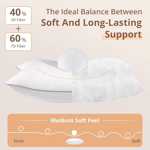 Sasttie Queen Size Pillows Set of 2, Hotel Collection Bed Pillows for Side, Back, and Stomach Sleepers - Down Alternative Plump Filling - 2 Pack, Queen, 20x30 Inches - Thumbnail 3
