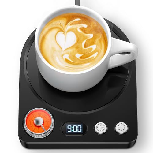 Kaffeewärmer, aufgerüstet Tassenwärmer, Elektrischer Kaffeewärmer 9 Temperatureinstellungen Schreibtisch Tassenwärmer mit 30min-9h Abschaltautomatik für Kaffee Tee Kakao Milch