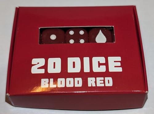 Blood Red 16mm Dice (Set of 20) Blood Drop Replaces 6