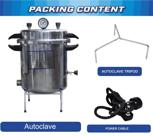 Image of Autoclave Sterilizer Aluminium Pressure Cooker Type in Mirror Finish Capacity 21L & Size 12 inch Dia X 12 inch H 1 Eaxtra Element Free