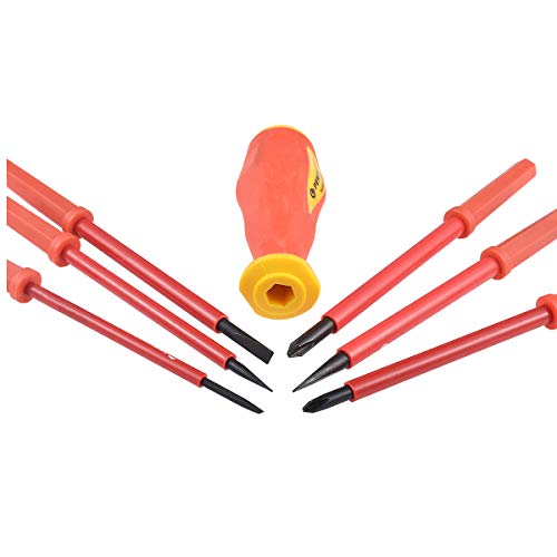 katur jeu de tournevis isolé, 7pcs jeu de pochette à lame interchangeable isolée, tournevis 1 mot et croix