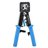 Cable Matters Modular RJ45 Crimp Tool for Pass-Through Connectors (Pass-Through Ethernet Crimper) with Built-in Wire Cutter and Stripper - 10-Pack Cat6 RJ45 Connectors Included