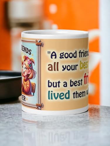 Image of Better Gift Flowers Best Friends Forever Mug, Round Shaped Multicolor Themed Coffee Mugs, Mug for Gifting, Gifting Items for Family, Friends & Closed Ones