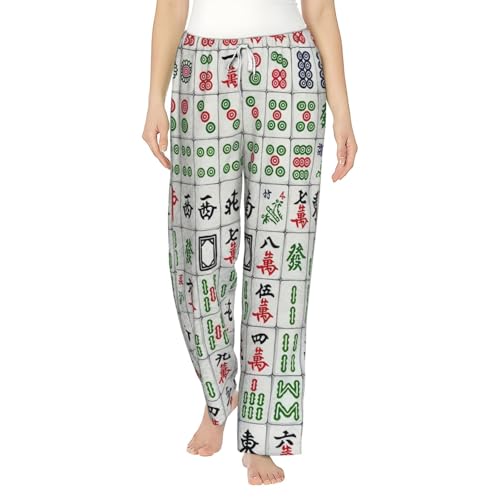 Pantalon de pyjama Mahjong rétro en polaire blanche femme