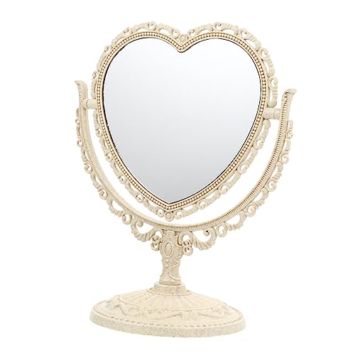 Miroir de maquillage pivotant vintage plastique beige pour coiffeuse - 2