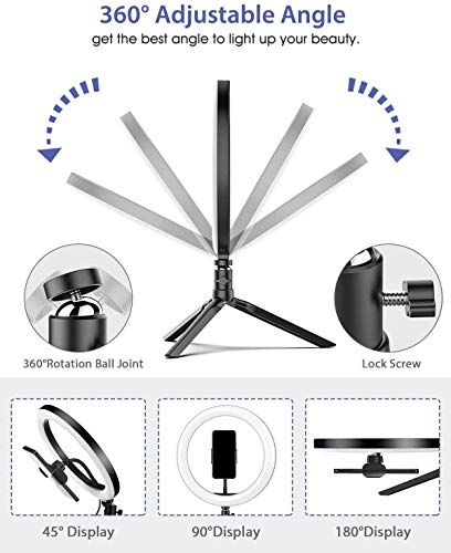 Ringlicht mit Stativ 10 Zoll, Selfie Ringleuchte, LED lichtring Laptop, Dimmbare Tischringlicht für YouTube, TikTok… – Bild 7