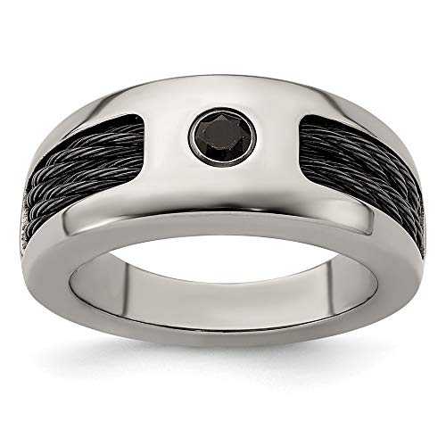 ICE CARATS Edward Mirell Titanium Cable Spinel 925 Sterling Silver Bezel 8mm Wedding Ring Band Size 11.50 Gemstone Man Fancy Type of Fine Jewelry for Dad Mens Gifts for Him