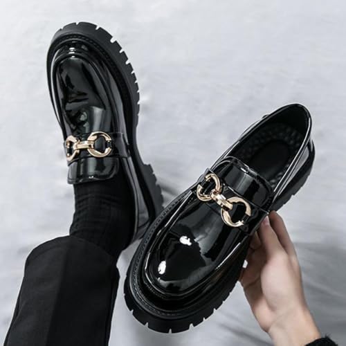 Men's Leather Printed Platform Slip-On Penny Loafers, Comfortable Slip-On Non-Slip Business Work Formal Shoes for Work, School, Party4