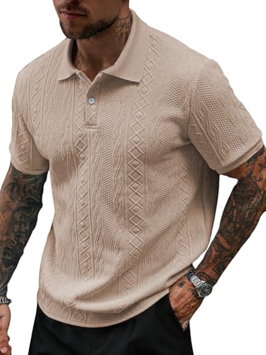 Image of GRECIILOOKS Textured Polo T-Shirt for Men | Premium Jacquard Collared Cotton Blend Polo | Smart Casual & Formal t Shirt for Men | Stylish t Shirt for Mens for Office, Party & Everyday