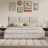 MAQQL 6-Piece Wall Mount Headboard Kit - White Peel and Stick Upholstered Headboard for Queen Size Bed, Floating Bed Backboard, 24' x 12' Panels, Artificial Leather