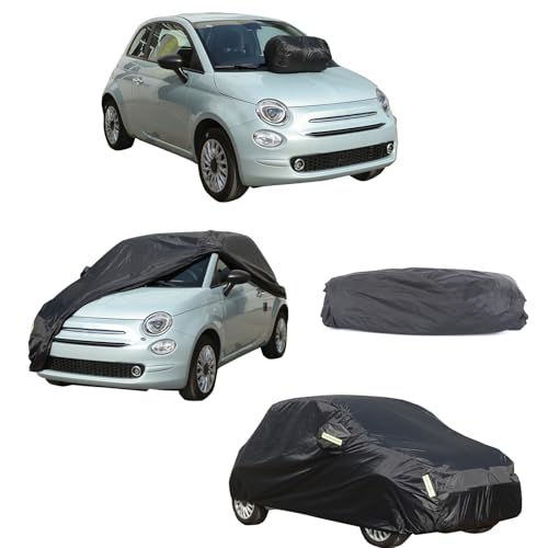 Image of Car Cover Waterproof All Weather Compatible with Fiat 500 /500 Abarth 2011-2022,Car Cover Sun Hail UV Snow Dust Protection Cover Exterior Accessories (Black)