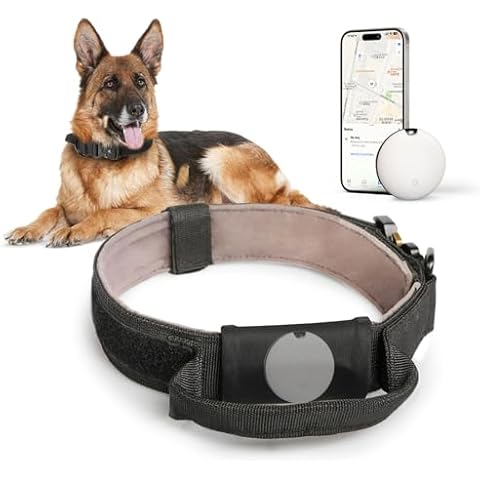 Tactical Dog Collar Tracker with Airtag Holder, Adjustable Military Nylon Pet Collar Locator with Control Handle and Heavy Metal Buckle for Dogs, XL Cover