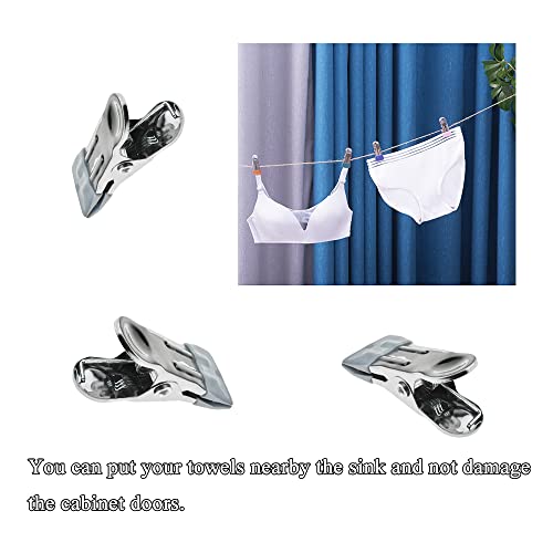 Image of Hahiyo Stainless Steel Clothespins Sock Clip Laundry 2.2inch Length with Spring Strong Grip Windproof Easy Pinch Hang Handy Save Space Not Damage Leave Pinch Mark for Clothesline Towel Silver 7PCS