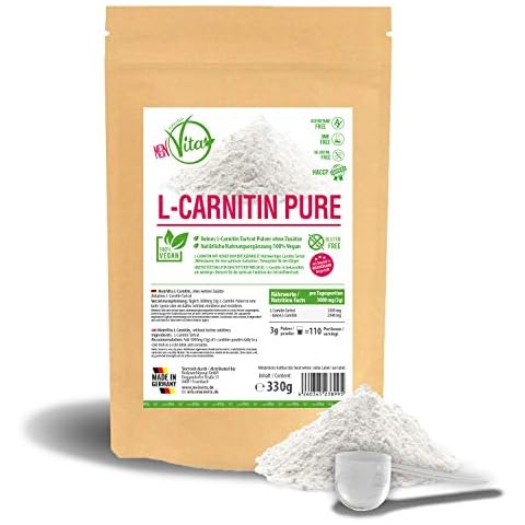 Mein Vita L-Carnitin PUR, 3000mg pro Portion Carnitin Tartrat, Hochdosiert, Vegan, 330g reines Pulver Cover