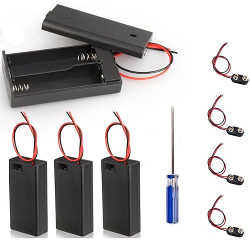 4PCS 9 Volt Battery Holder with Switch,9V Battery Storage Box for CCTV, Motor, Solenoid, LED Strip with Screwdriver with Screwdriver, Cover ON/Off Wire Lead Soft Shell (Type I)