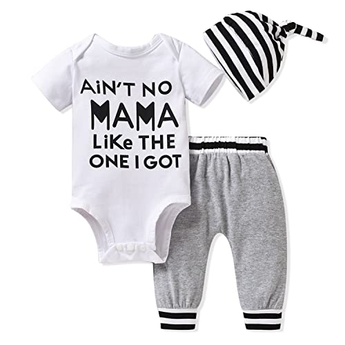 Image of Aalizzwell Baby Boys Summer Clothes Short Sleeve Bodysuit Pants Outfit