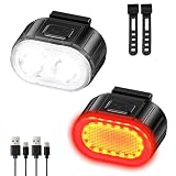 Bike Lights Front and Back, Super Bright Bike Lights, [4+6 Modes] USB-C Bike Light Set, for Night Riding/Camping/Backpack (2 USB cables and 2 Strap Included)